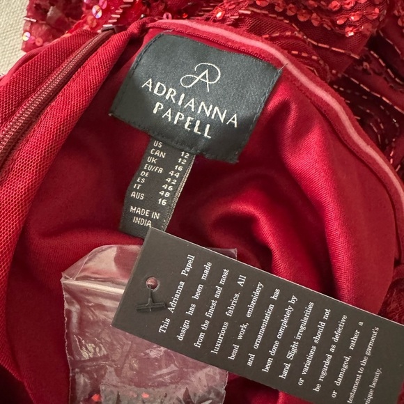 ADRIANNA PAPPEL Beaded Sequins Off Shoulder Gown in Cranberry Red Size 12 NWT - Picture 6 of 8